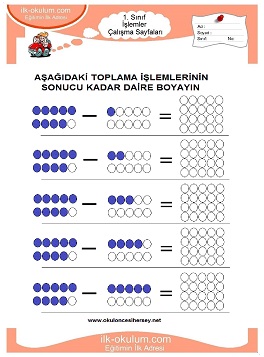 Çocuklar İçin toplam işlemi yaprak testleri 